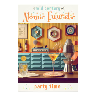 Mid Century Atomic Futuristic Party Room Photo Print