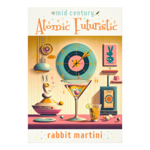 Mid Century Atomic Futuristic Rabbit Martini Photo Print