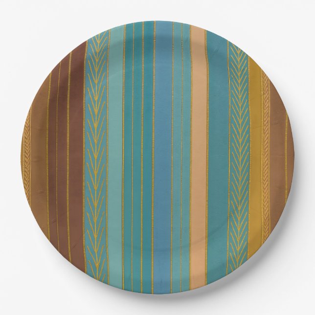 Mid Century Atomic Futuristic Stripes Print Paper Plate (Front)