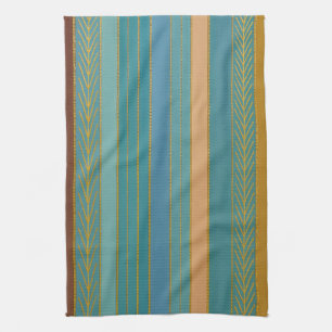Mid Century Atomic Futuristic Stripes Print Tea Towel