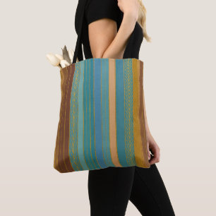 Mid Century Atomic Futuristic Stripes Print Tote Bag