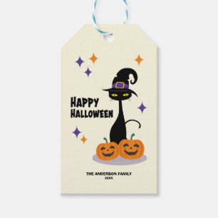 Mid-Century Atomic Halloween Cat Gift Tags