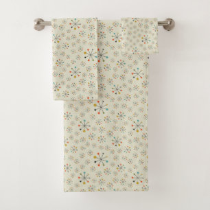 Mid-Century Atomic Inspired Pattern Bath Towel Set