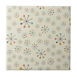Mid-Century Atomic Inspired Pattern Ceramic Tile