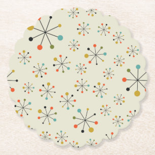 Mid-Century Atomic Inspired Pattern Paper Coaster