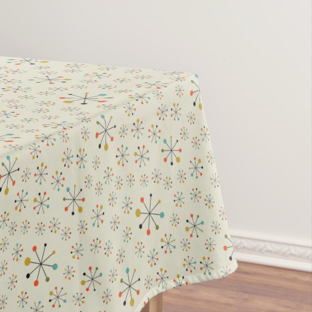 Mid-Century Atomic Inspired Pattern Tablecloth (In Situ)