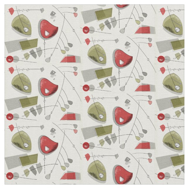 Mid-Century Atomic Kinetic Mobiles Fabric (Close Up)