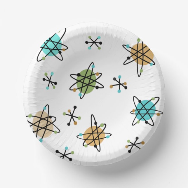 Mid-Century Atomic Paper Bowls Plate (Front)