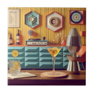 Mid Century Atomic Retro Futuristic Party Room Ceramic Tile