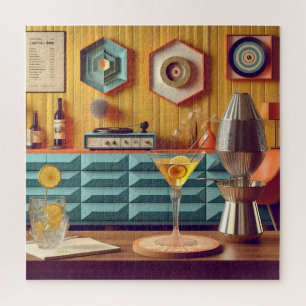 Mid Century Atomic Retro Futuristic Party Room Jigsaw Puzzle