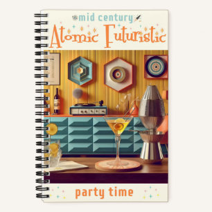 Mid Century Atomic Retro Futuristic Party Room Notebook