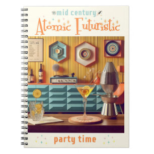 Mid Century Atomic Retro Futuristic Party Room Notebook