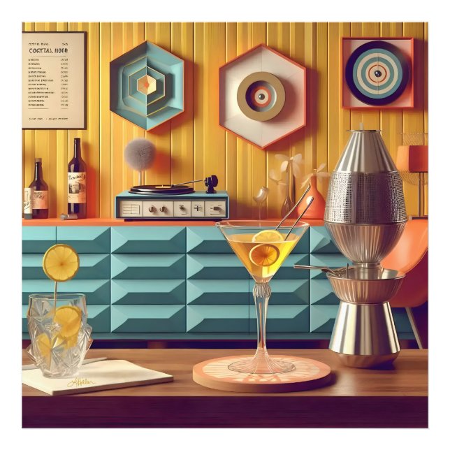 Mid Century Atomic Retro Futuristic Party Room Photo Print (Front)