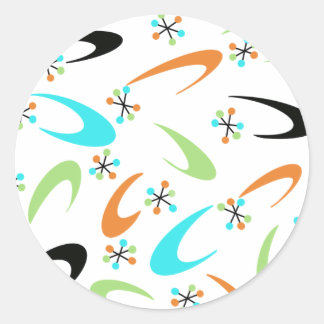 Mid-Century Atomic Round Stickers