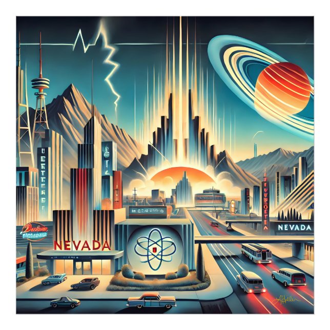 Mid Century Atomic Space Age Nevada Art Photo Print (Front)