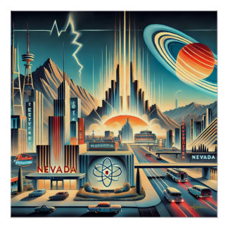 Mid Century Atomic Space Age Nevada Art Poster