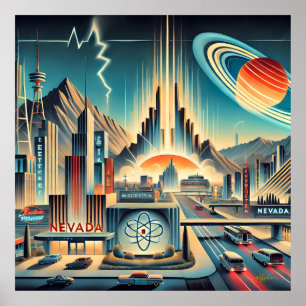 Mid Century Atomic Space Age Nevada Art Poster