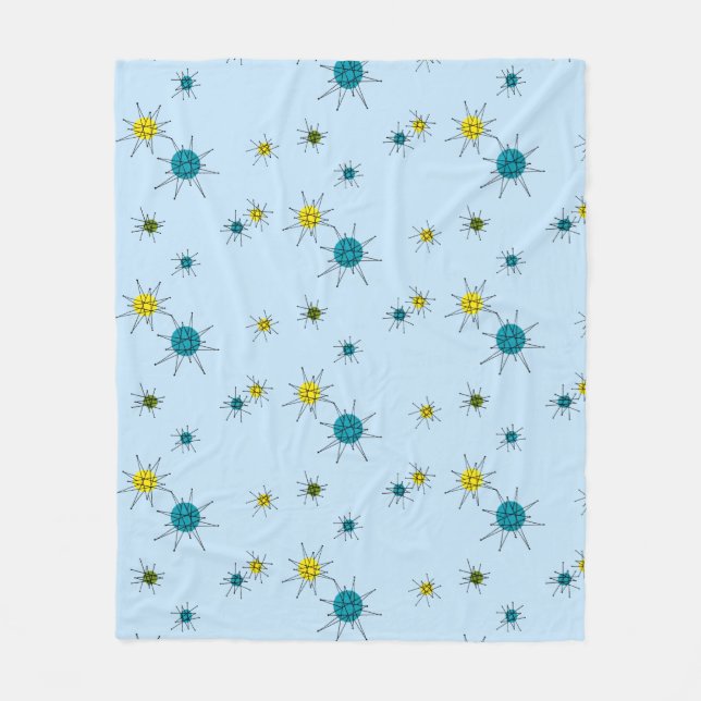 Mid-Century Atomic Starburst Fleece Blanket (Front)