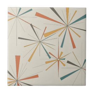 Mid Century Atomic Starburst Geometric Retro Ceramic Tile