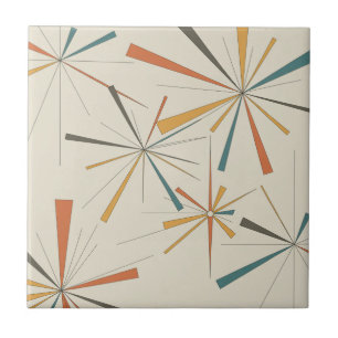 Mid Century  Atomic Starburst Geometric Retro Ceramic Tile