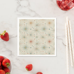 Mid Century Atomic Starburst Modern Retro Napkin