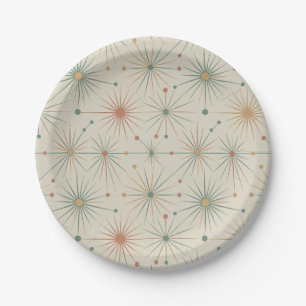 Mid Century Atomic Starburst Modern Retro Paper Plate
