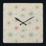 Mid Century Atomic Starburst Modern Retro Square Wall Clock<br><div class="desc">Mid Century Atomic Starburst Modern Retro</div>