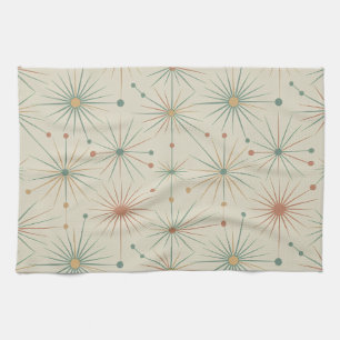Mid Century Atomic Starburst Modern Retro Tea Towel