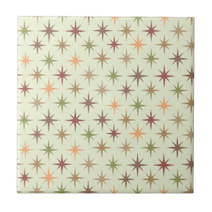 Mid Century Atomic Starbursts in Neutral tones  Ceramic Tile