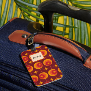 Mid Century Atomic Starbursts on Circles custom Luggage Tag