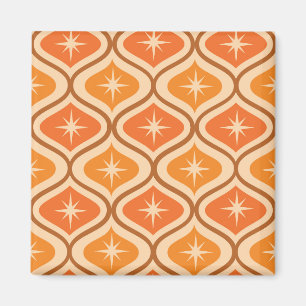 Mid Century Atomic Starbursts on Orange  Ogee  Magnet