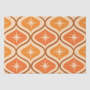 Mid Century Atomic Starbursts on Orange Ogee Tissue Paper