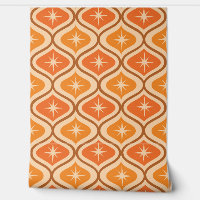 Mid Century Atomic Starbursts on Orange Ogee