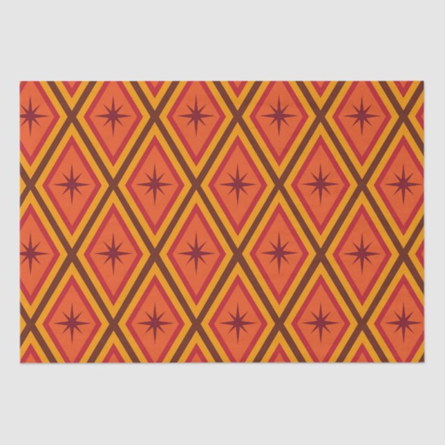 Mid Century Atomic Starbursts on retro diamonds  Tissue Paper (Front)