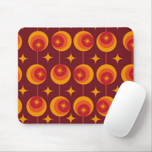 Mid Century Atomic Starbursts  on Vintage Circles Mouse Pad