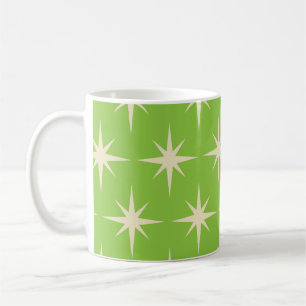 Mid Century Atomic Starbursts Pattern Lime Green   Coffee Mug
