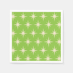 Mid Century Atomic Stars on Lime Green Pattern  Napkin