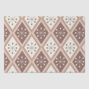 Mid Century Atomic Stars on Mocha Mousse Diamonds Tissue Paper