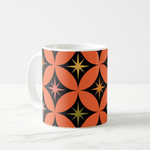 Mid Century Atomic Stars on Orange Circles Coffee Mug