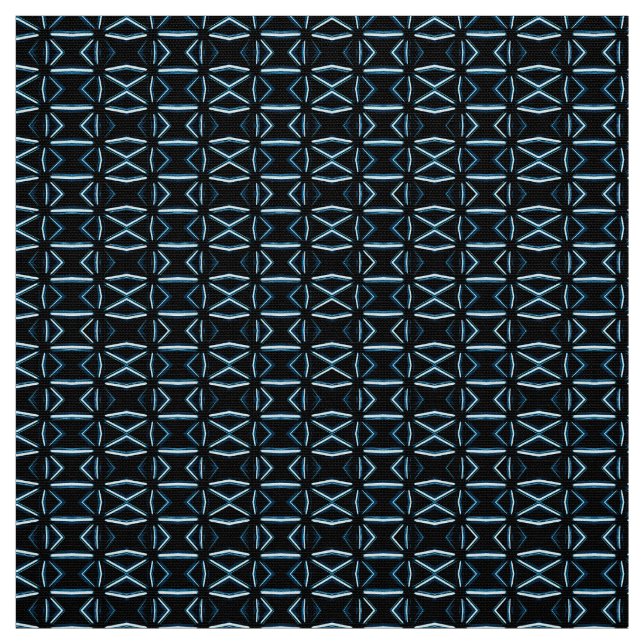 Mid Century Atomic Style Black and Blue Geometric Fabric (Swatch)