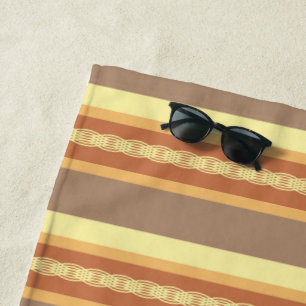 Mid-Century awning stripe - Earth neutrals Beach Towel
