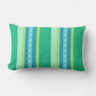 Mid-Century awning stripe - jade green Lumbar Cushion