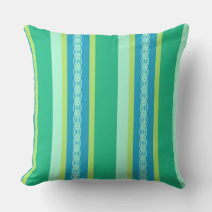 Mid-Century awning stripe - jade green Outdoor Cushion