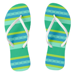 Mid-Century awning stripe - jade green Thongs