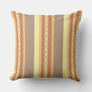 Mid-Century awning stripe - Mustard Yellow and Tan Cushion