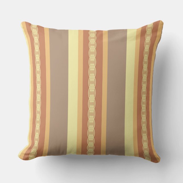 Mid-Century awning stripe - Mustard Yellow and Tan Cushion (Front)