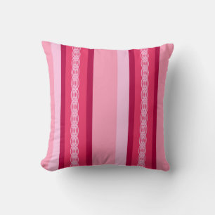 Mid-Century awning stripe - pink and wine Cushion