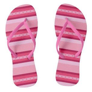 Mid-Century awning stripe - pink and wine Thongs
