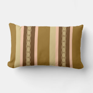 Mid-Century awning stripe - tan and peach Lumbar Cushion