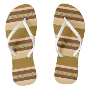 Mid-Century awning stripe - tan and peach Thongs